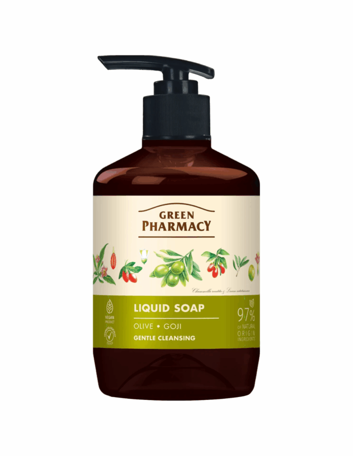 Dizajn bez názvu - 2025-12-05T133812.553 Green Pharmacy tekuté mydlo 460 ml - Olivy a goji – Obrázok 1