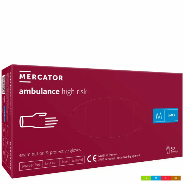Diagnostické latexové rukavice MERCATOR® ambulance high risk 50ks/bal. – Obrázok 1