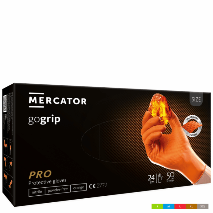 Nitrilové rukavice MERCATOR® Gogrip oranžové 50ks/bal. – Obrázok 1