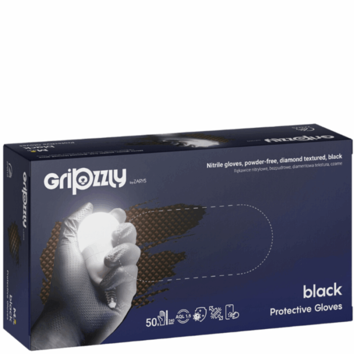 Nitrilové rukavice s diamantovou textúrou GRIPZZLY BLACK 50ks/Bal. – Obrázok 1