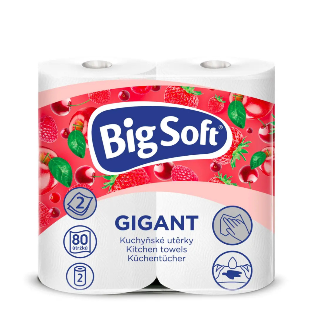 Dizajn bez názvu - 2026-01-22T123737.998 Kuchynské utierky 2-vrstvové Big Soft Gigant 2ks/bal. – Obrázok 1