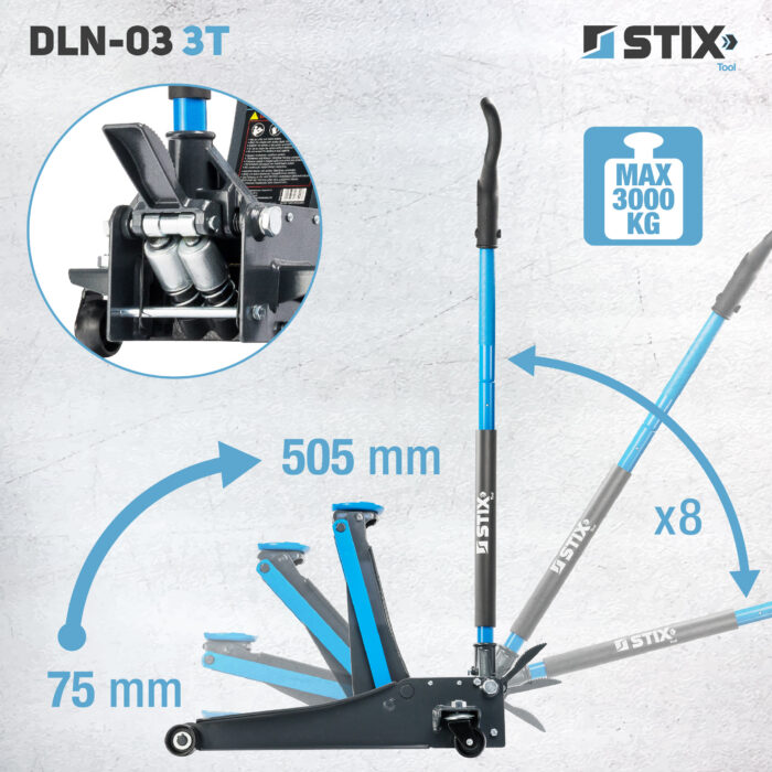 Nízkoprofilový hydraulický zdvihák 3T s D-rukoväťou – Obrázok 2